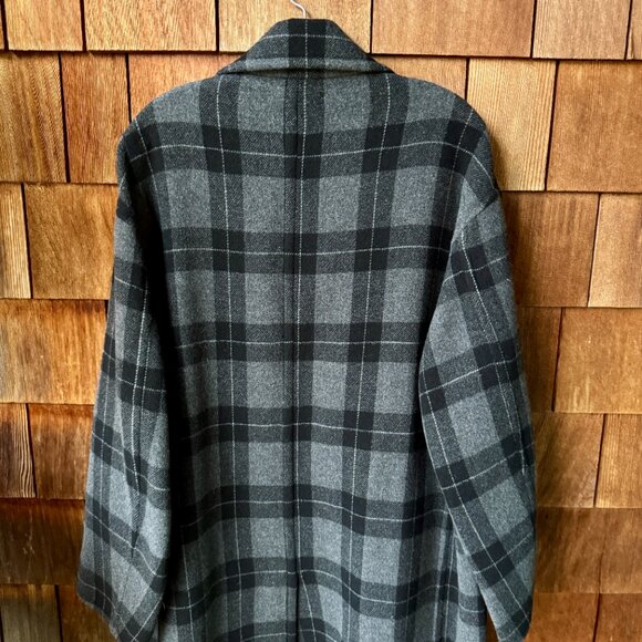 NWOT Vince Plaid Melton Car Coat in Black/Gray Wool Blend in Women's Large - Picture 11 of 16